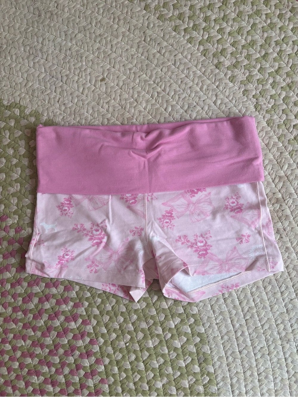 Love Shack Fancy x Pink Cotton Fold over Micro Shorts